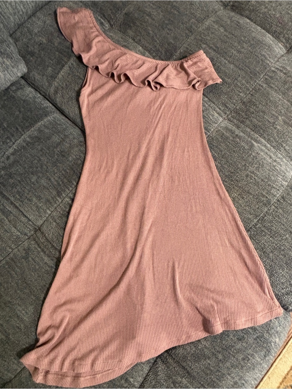 American Eagle Outfitters One-Shoulder Ruffle Dress - Dusty Rose